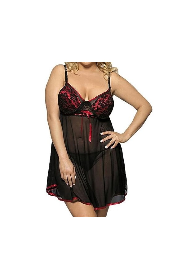 RWRAPS Lingerie Sexy pour Femme, Bas, Robe Sexy, Pyjama, Chemise de Nuit érotique Rouge S 