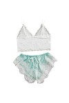 Lingerie Sexy pour Femme Grande Taille en Dentelle Sexy pour Femme - Bandeau à Bretelles - Ensemble Deux pièces - Bleu Clair 