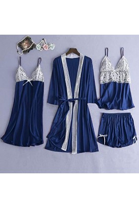 Lingerie sexy pour femme - En soie sexy - Cami - Vêtements de nuit - Ensemble de sous-vêtements - Pyjama avec robe - Lingerie