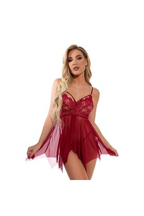 BAWHO sous-vêtements Sexy pour Femmes, Grande Taille, Robe à Bretelles, Chemise de Nuit, Lingerie érotique ajourée