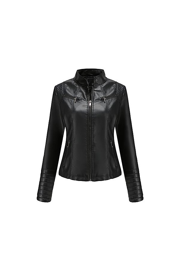 Fjnbbiot Veste En Simili Cuir Pu Pour Femmes, Manteau Slim À La Mode Printemps-Automne, Manteau De Moto, Vêtements Dextérieu