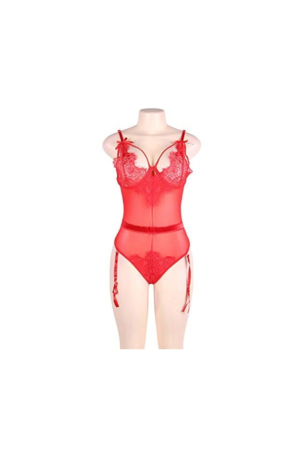 SUNMME Dames Sexy Bustier Corset Dentelle Coupe Bandage Halter Babydoll Body Vêtements De Nuit Sous-Vêtements Tentation Chemi