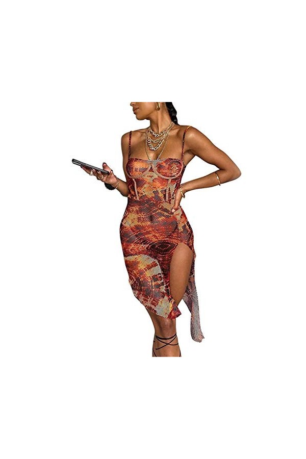 SUNMME Lingerie Sexy Une Épaule Mode Sexy Sac Hanche Mince Imprimé Robe Femmes Irrégulière Imprimé Longue Jupe Pyjamas Rolepl