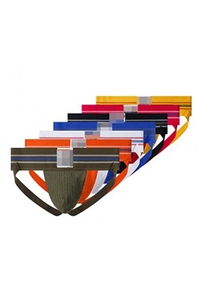 Faringoto Jock Strap Strings Sous-vêtement pour homme Jockstrap Large Bande Athlétique Soutien pour Homme, 7 couleurs, Large