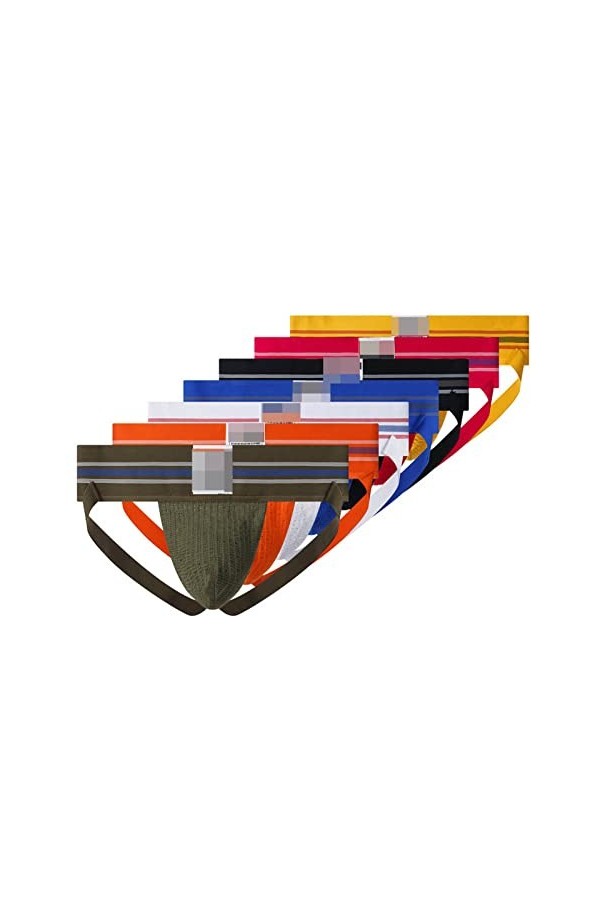 Faringoto Jock Strap Strings Sous-vêtement pour homme Jockstrap Large Bande Athlétique Soutien pour Homme, 7 couleurs, Large