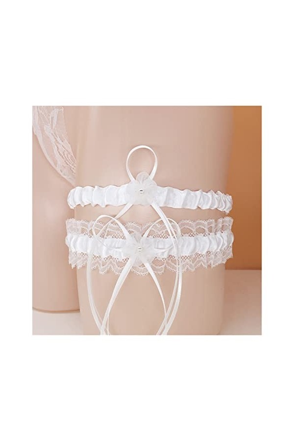 Mariage Jarretière De Mariée Satin Bow Strass Jarretière Sexy Dentelle Jarretière Cuisse Verrouiller Color : Blue, Size : On