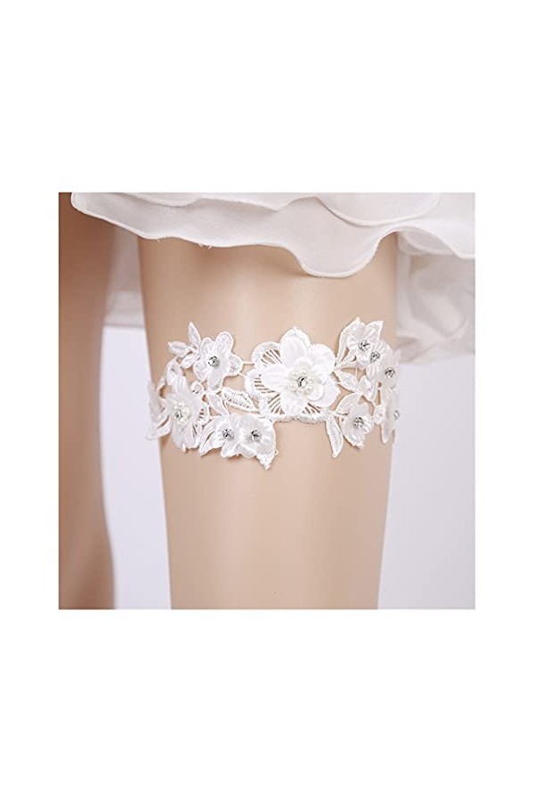 Jarretière en Dentelle Blanche - Accessoires de Mariage Nuptiale Jarretière de fête de Bal élastiquée