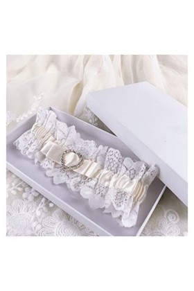 Mariage Jarretière De Mariée Satin Bow Strass Jarretière Sexy Dentelle Jarretière Cuisse Verrouiller Color : Blue, Size : On