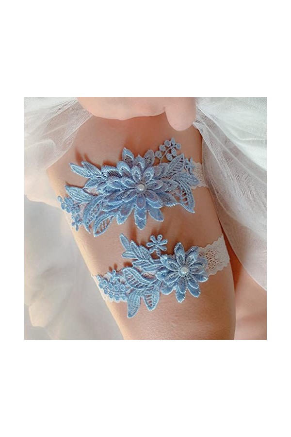 Ceinture pour Dames 1 Paire de jarretières de Mariage Ensemble de Jarretelles en Dentelle Extensible Ceinture Floral Leg Band