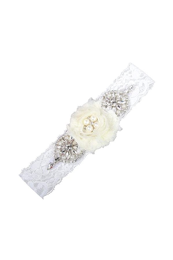 Ceintures en Dentelle Extensible jarretière Florale, Accessoires de Mariage Nuptiale à la Main perceuse en Verre Anneau de Ja