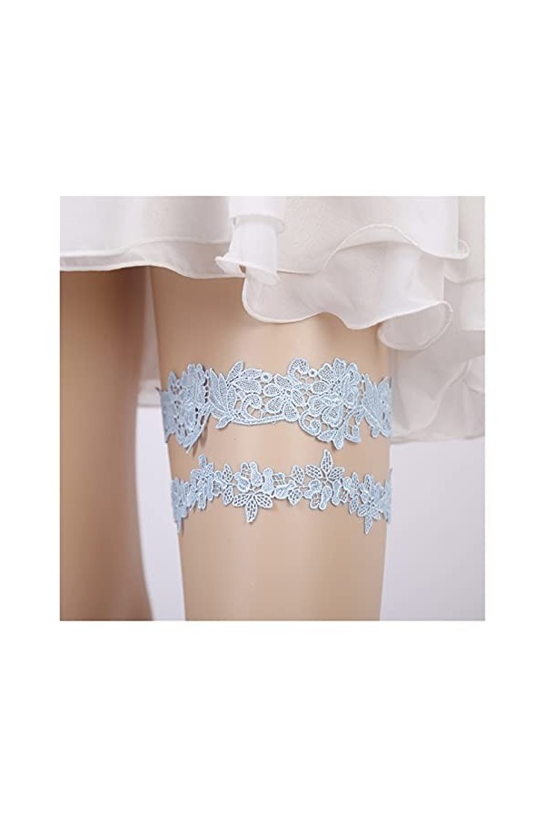 Jarretière de mariée, Jarretière en Dentelle élastique pour Mariage Couleur : Bleu Clair, Taille : 40x5cm Bleu Clair 40x5c