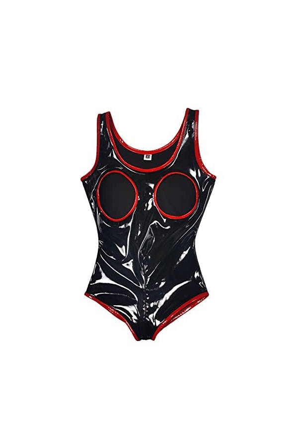 MOLUCI Body Exotique Sexy pour Femme sans Manches Brillant évider Poitrine Fermeture éclair Ouvert Entrejambe Réservoir Body 