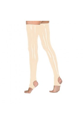 Bas de lingerie en PVC à bout ouvert en cuir synthétique - Chaussettes de danse hautes - Abricot, XL