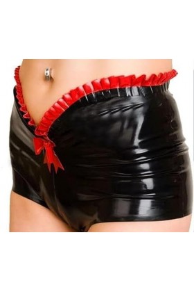 Short Triangle Sexy En Dentelle Et Caoutchouc Latex, Lingerie De Plage, De Piscine, De Fête, 0.4mm,Noir Rouge,XXL
