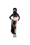 XENITE Costume de Jeu en Cuir Verni à Manches Longues Col Haut Uniforme Tentation Costume Sexy Lingerie Bar Club Cosplay Cost