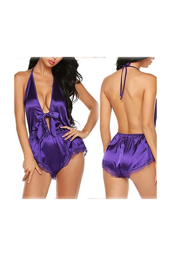 Ensemble de Lingerie Sexy, Lingerie Sexy Femme Soie Dentelle vêtements de Nuit Porno Chemise de Nuit Fille Sexy Mode Dentelle