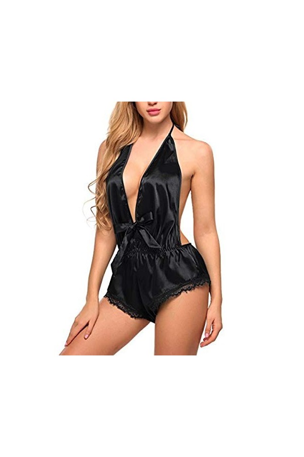 Ensemble de Lingerie Sexy, Lingerie Sexy Femme Soie Dentelle vêtements de Nuit Porno Chemise de Nuit Fille Sexy Mode Dentelle