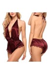 Ensemble de Lingerie Sexy, Lingerie Sexy Femme Soie Dentelle vêtements de Nuit Porno Chemise de Nuit Fille Sexy Mode Dentelle