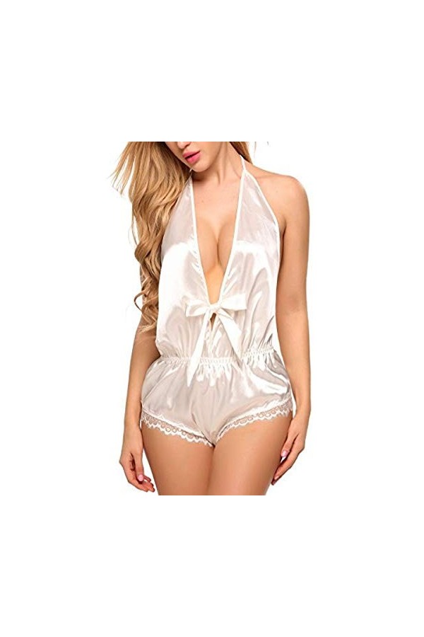 Ensemble de Lingerie Sexy, Lingerie Sexy Femme Soie Dentelle vêtements de Nuit Porno Chemise de Nuit Fille Sexy Mode Dentelle
