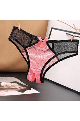 Culotte taille basse sous-vêtement entrejambe ouvert culotte sexy en dentelle pour femme La lingerie, Rose, taille unique