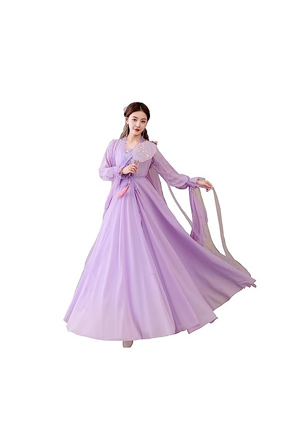 Hanfu Robe Hanfu De Style Chinois pour Femmes Robe De Fée Fluide Costume De Scène Étudiant Halloween Noël Déguisements Cospla
