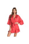 MERNEL Vêtements sexuels Sexy peignoir matin robe dames maison vêtements glace soie Satin chemise de nuit femmes femmes Colo