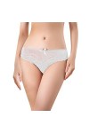 Culotte taille basse respirante sexy en maille et dentelle avec string en V pour femme, rose, XL