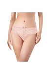 Culotte taille basse respirante sexy en maille et dentelle avec string en V pour femme, rose, XL