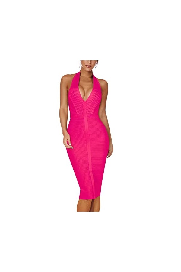 Robe de soirée sexy avec col en V pour femme, noir, Taille S