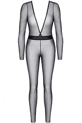 Demoniq Combinaison longue transparente, noir/argent, M