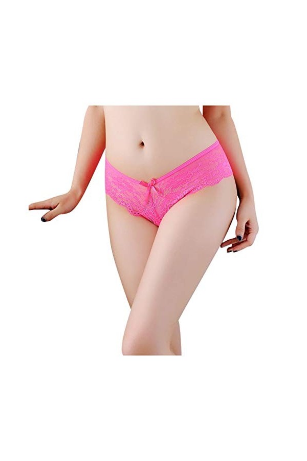 Bringbring Femmes Culottes Sexy Creux Rose Transparent Hot Cross Strap Briefs