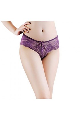 Bringbring Femmes Culottes Sexy Creux Rose Transparent Hot Cross Strap Briefs