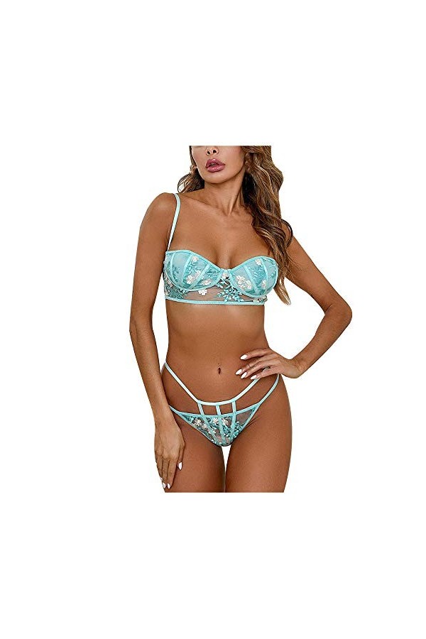RWRAPS sous-vêtements Sexy pour Femme, Chemises de Nuit, sous-vêtements Sexy pour Femme, String, Bandage, Broderie, Ensemble 