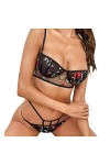 RWRAPS sous-vêtements Sexy pour Femme, Chemises de Nuit, sous-vêtements Sexy pour Femme, String, Bandage, Broderie, Ensemble 