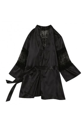 RWRAPS Lingerie Sexy pour Femme avec Panneaux Sexy et Cardigans à Lacets pour la Maison, érotique Noir L 