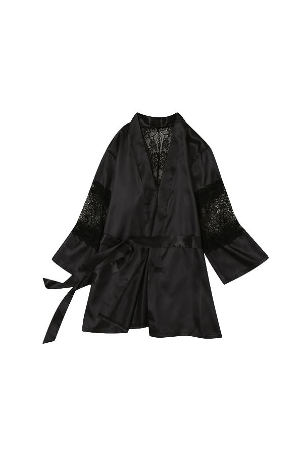 RWRAPS Lingerie Sexy pour Femme avec Panneaux Sexy et Cardigans à Lacets pour la Maison, érotique Noir L 