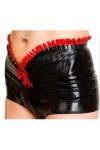 Short Triangle Sexy En Dentelle Et Caoutchouc Latex, Lingerie De Plage, De Piscine, De Fête, 0.4mm,Noir Rouge,XXL