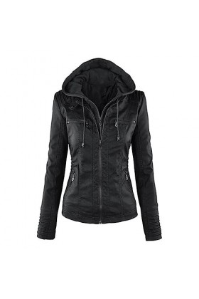 Fjnbbiot Vestes En Faux Cuir Pour Femmes, Manteaux Dautomne Et Dhiver, Vêtements De Moto En Cuir PU Auburn M