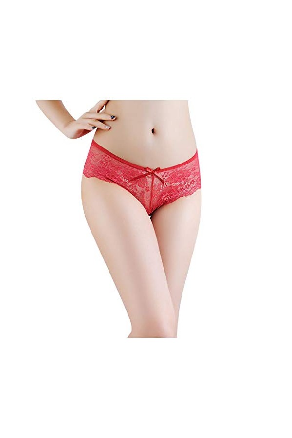 Bringbring Femmes Culottes Sexy Creux Rose Transparent Hot Cross Strap Briefs