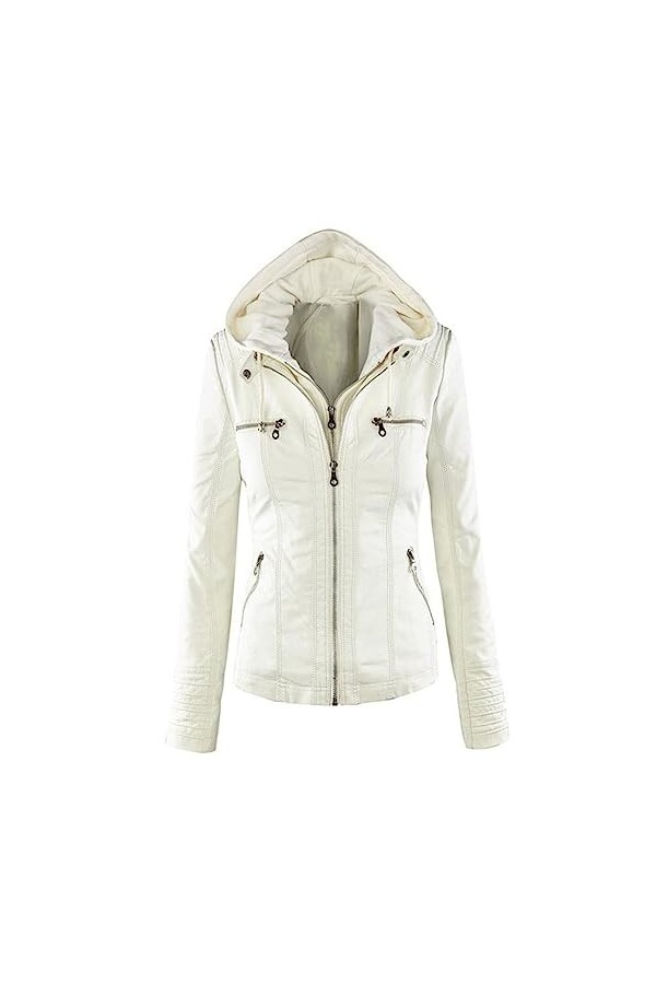 Fjnbbiot Vestes En Faux Cuir Pour Femmes, Manteaux Dautomne Et Dhiver, Vêtements De Moto En Cuir PU Auburn M