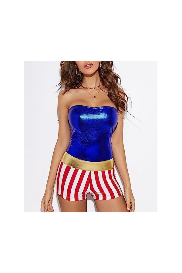 VETCS Costume en Cuir Verni Serré pour Femme Cosplay Sexy Slim Costume Transparent À Manches Longues Haut et Jupe Ensemble de