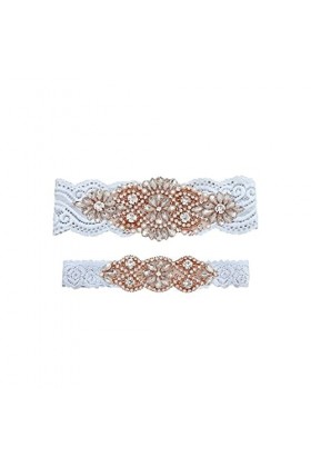 BAtlam Robe de Demoiselle dhonneur en Dentelle Extensible avec Porte-Jarretelles de Mariage Couleur : Beige, Taille : Taill