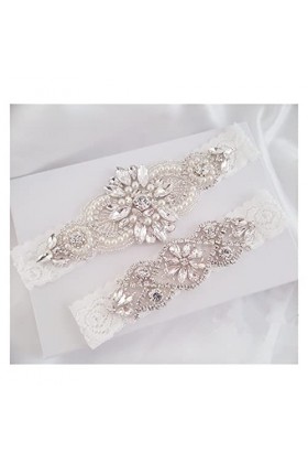 BAtlam Robe de Demoiselle dhonneur en Dentelle Extensible avec Porte-Jarretelles de Mariage Couleur : Beige, Taille : Taill