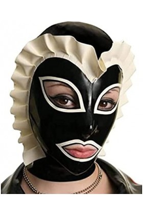 Capuche De Masque En Caoutchouc Latex Avec Garniture En Dentelle Et Fermeture À Glissière Arrière Faite À La Main Pour Cospla