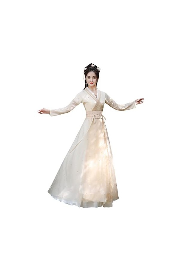 HYCLAM Hanfu Hanfu Féminin Robe Élégant Robe À La Taille Halloween Noël Déguisements Cosplay Style Chinois Costumes De Danse 