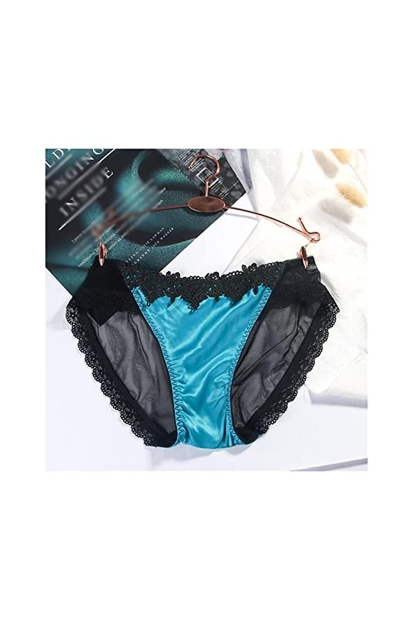 GPPZM Culotte en Dentelle satinée Brillante Lingerie Femme Taille Basse Culotte Transparente Transparente sous-vêtement Culot