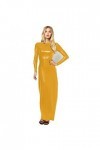 Female Ankle Length Dress Backless Long Sleeve Shiny Metallic Stretchy Sheath Dresses,Gold,XXL