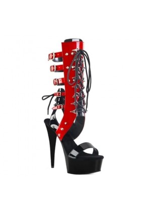 PROMI Talon Aiguille Talons Hauts 15cm Bouche De Poisson Sandal Boots Pole Dance Low Boots-purple||42