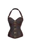 Heqianqian Corset bustier sexy respirant pour femme Couleur : marron Taille S
