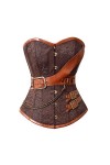 Heqianqian Corset sexy pour femme avec boucle style steampunk - Respirant - Couleur : marron - Taille : XL